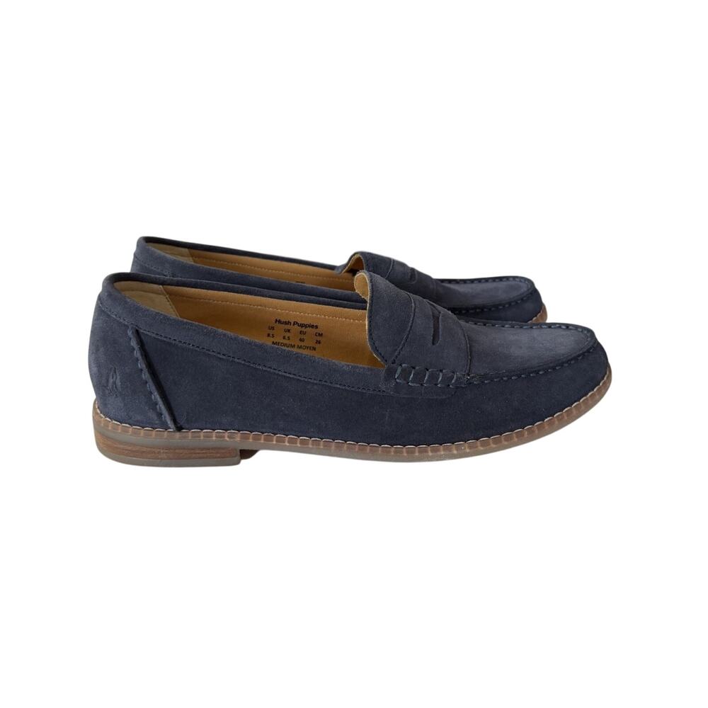 Hush Puppies Women's Blue Suede Penny Loafers Size 8.5 MoyenDress Shoes NIB